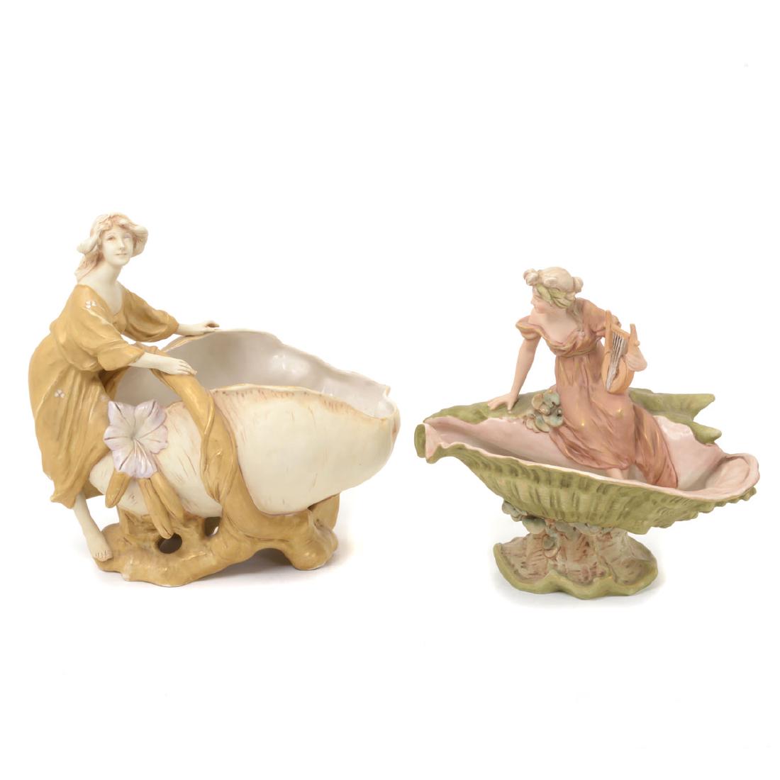 Two Royal Dux Porcelain Shell Form Centerpieces (1 of 9)