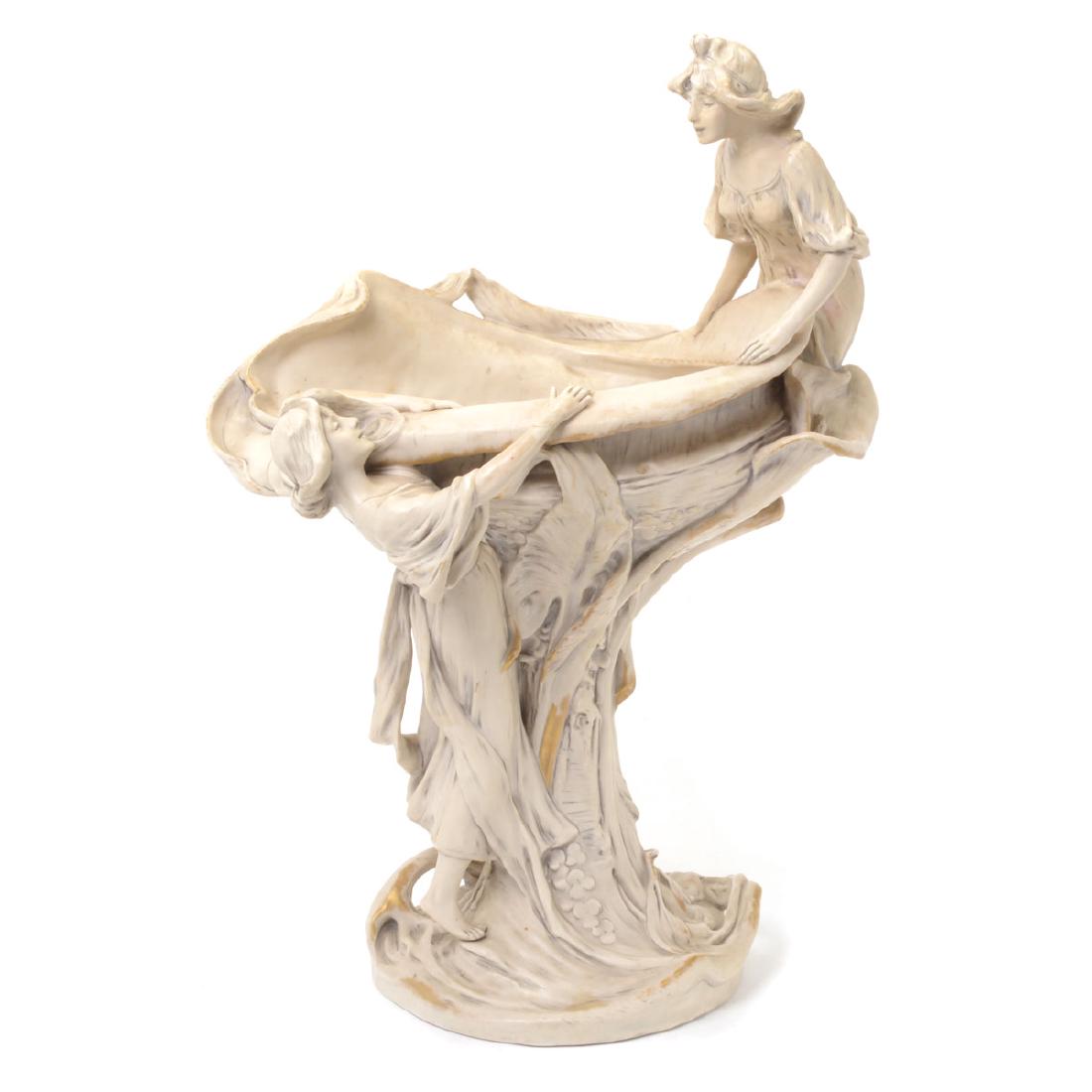 Large Art Nouveau Royal Dux Porcelain Compote Modeled (1 of 9)