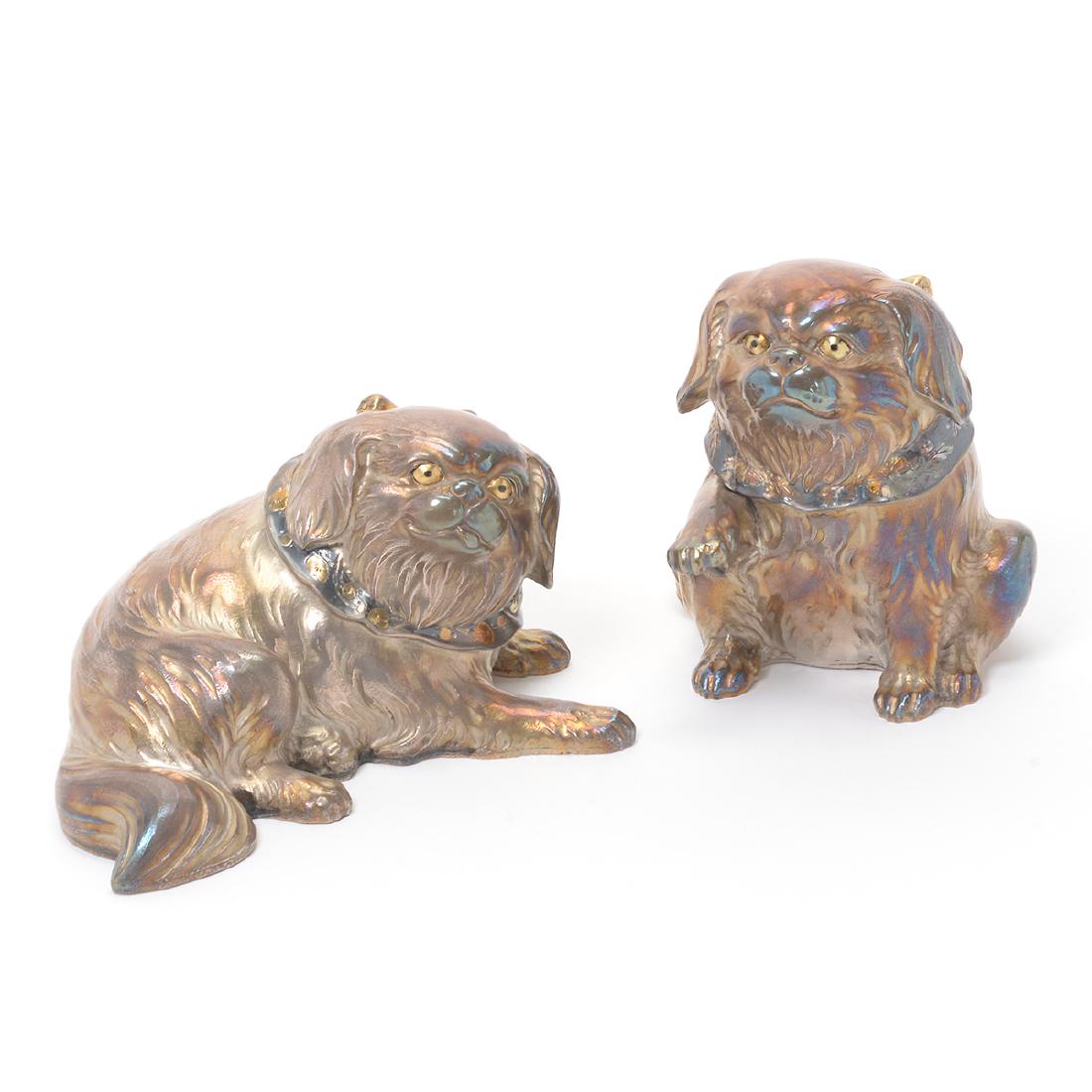 Pair of Japanese Silver Models of Pekingese (1 of 10)