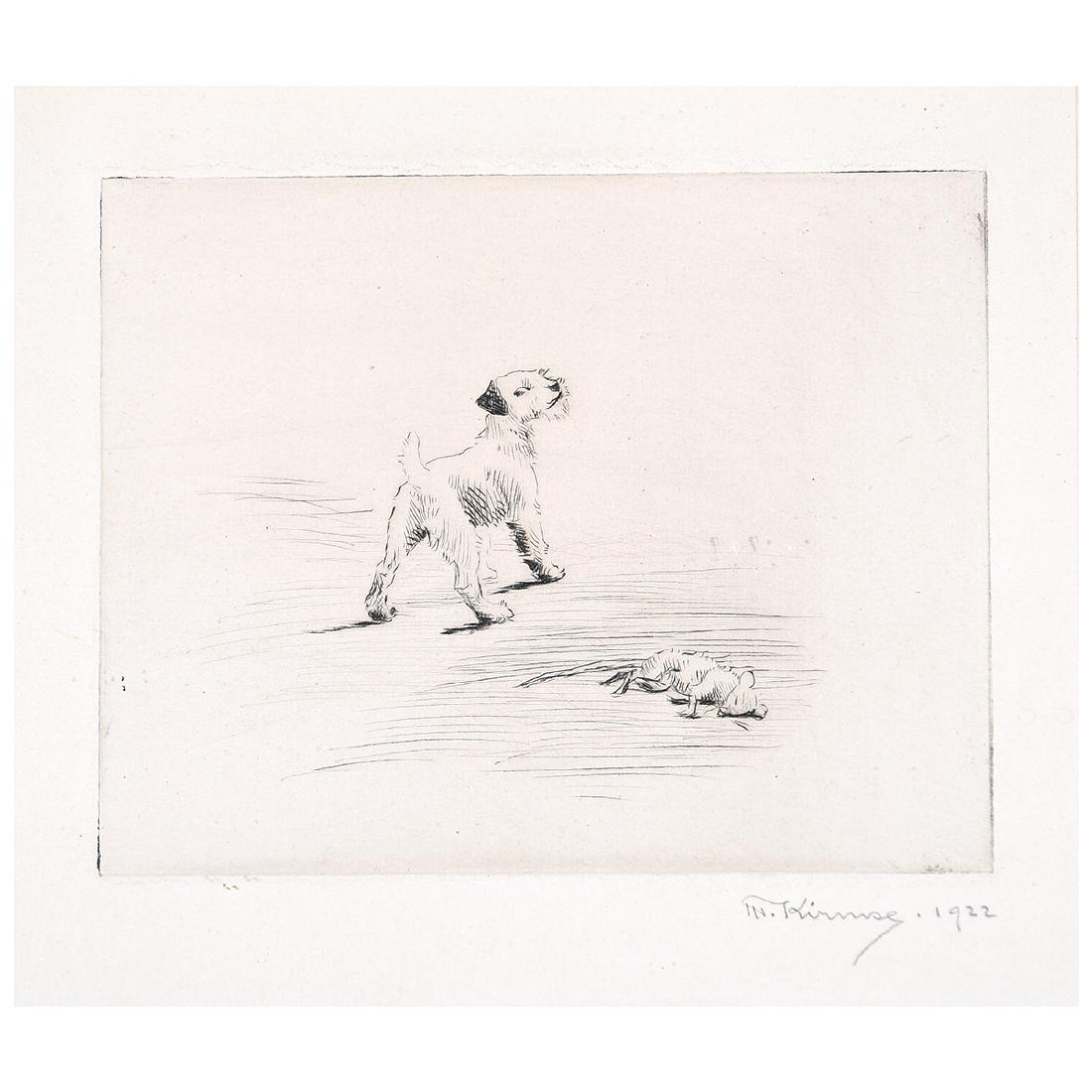 Marguerite Kirmse "His First Kill" drypoint etching (1 of 5)