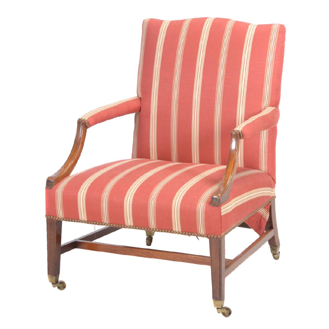 George III Mahogany Upholstered Library Chair (1 of 6)