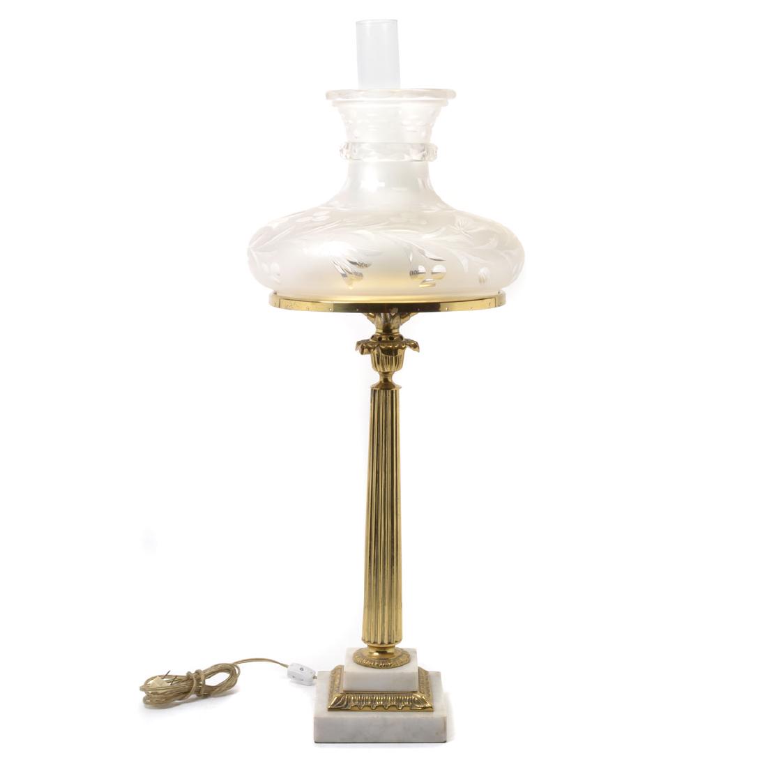American Classical Sinumbra Brass and Glass Fluid Lamp, (1 of 5)