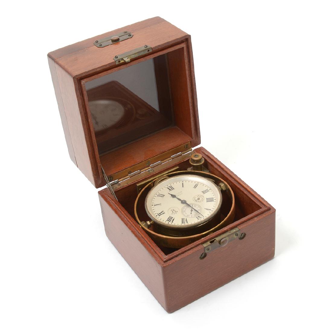 Waltham Brass Eight Day Ship's Chronometer in Fitted (1 of 10)