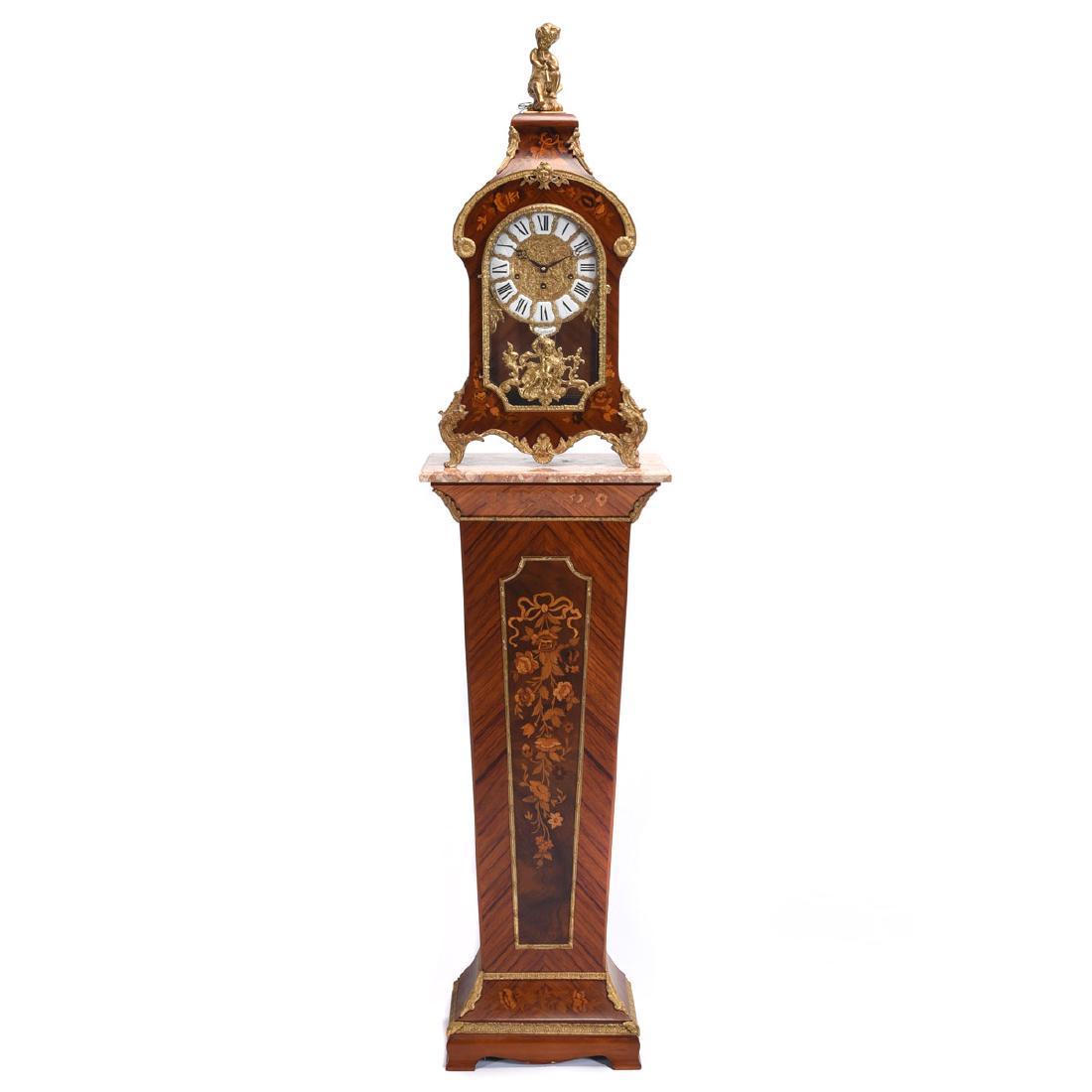 Tiffany Marquetry Mantel Clock on Plinth Pedestal Base (1 of 6)