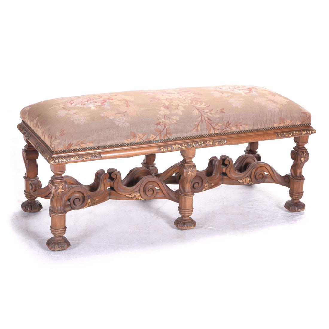 Rococo Style Tapestry Upholstered Bench, with Heavily (1 of 4)