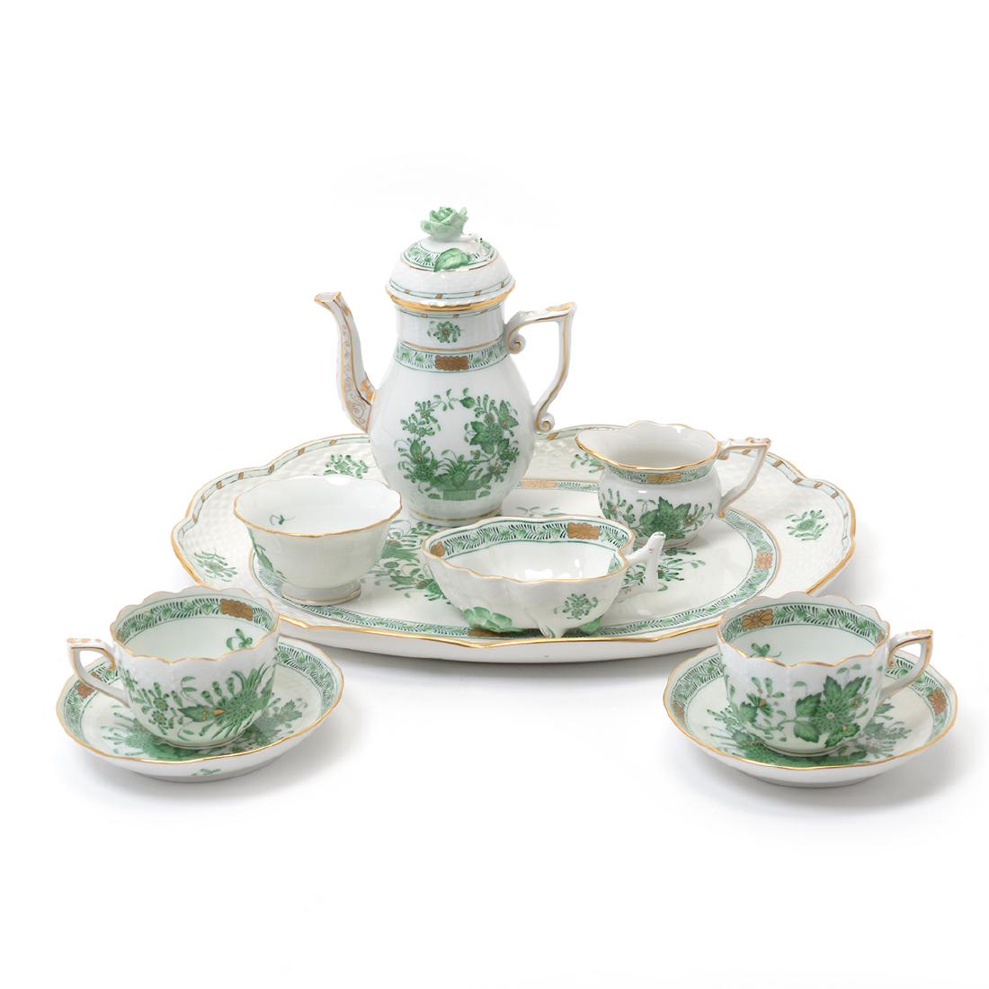 Herend Tobacco Leaf Porcelain Eight Piece Tea Service. (1 of 10)