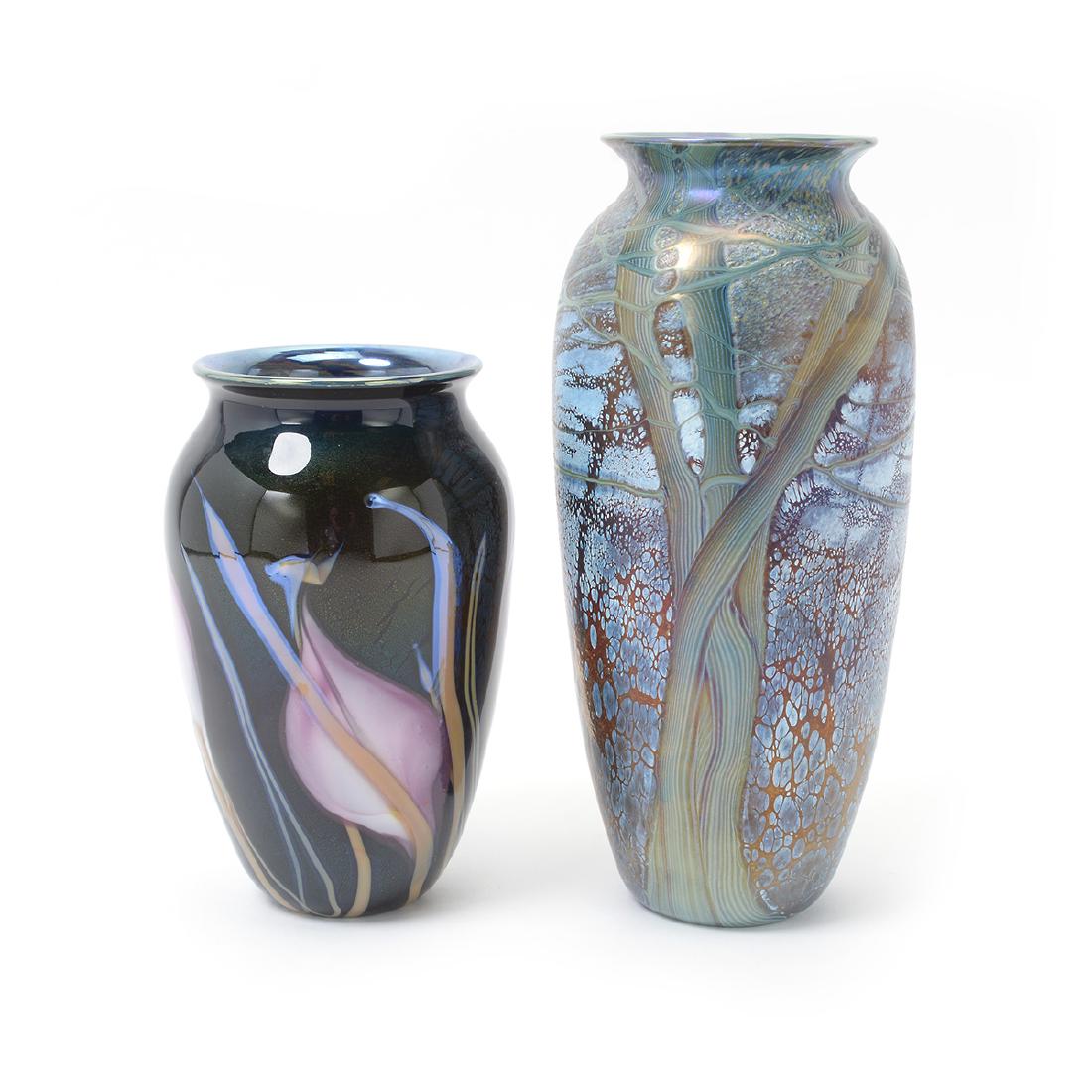 Two Richard Satava Art Glass Vases - Interior Lily and (1 of 8)