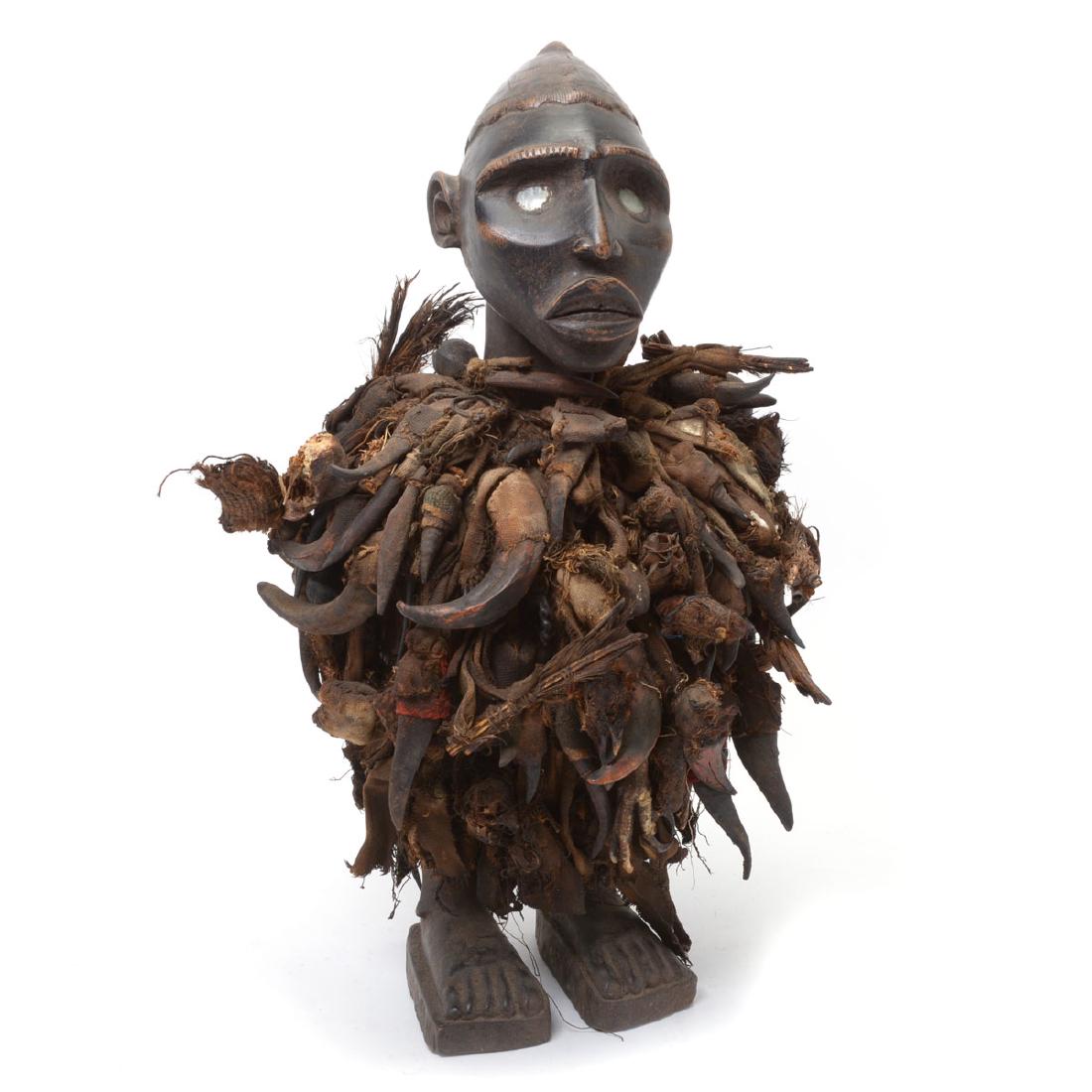 Zande Carved Wood Figure Fitted with Claw Textile. (1 of 9)