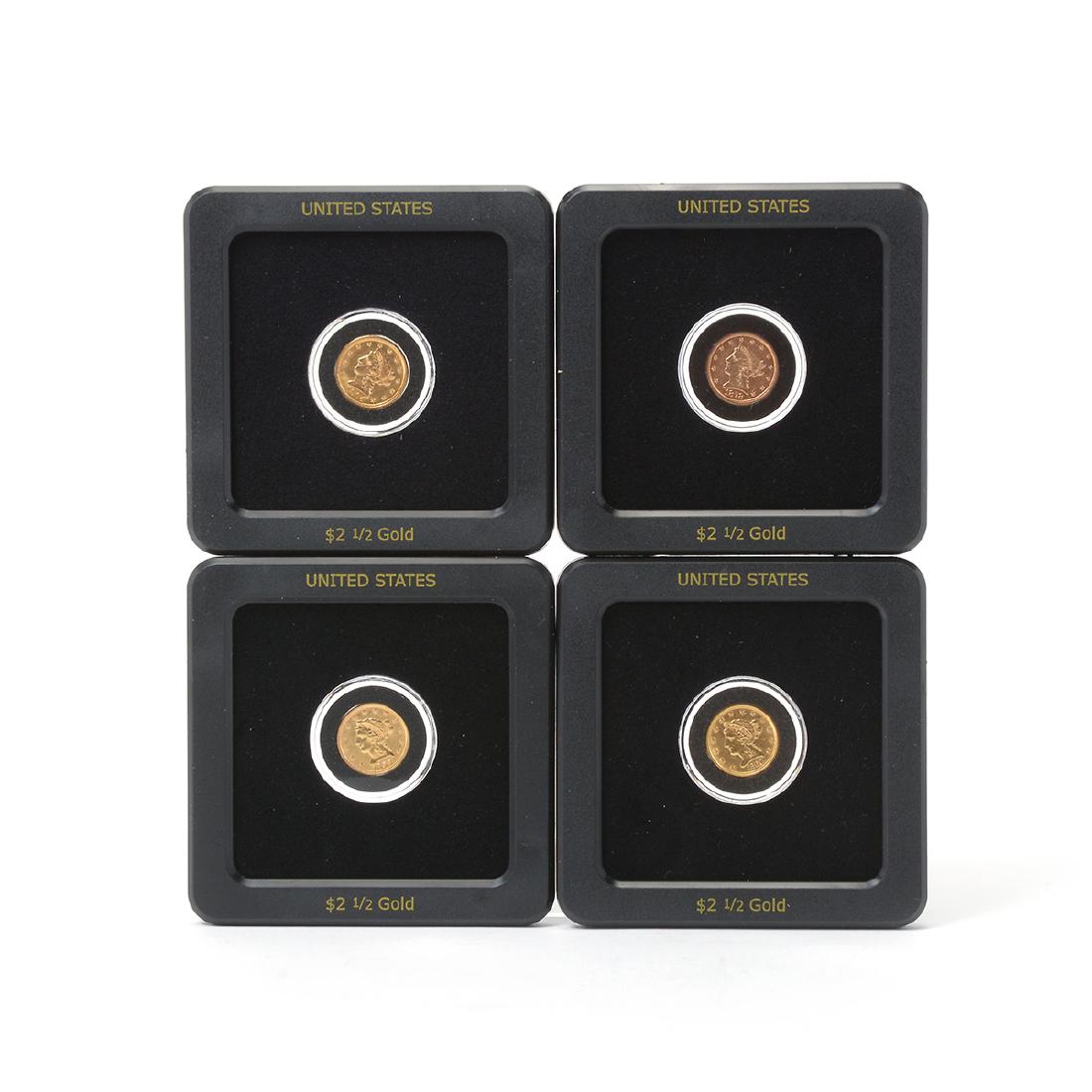 US Lot of Four (4) Gold $ 2 1/2 Including 1853, 1861, (1 of 3)