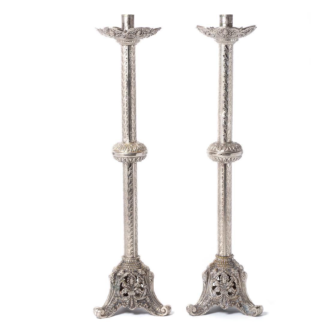 French Gothic Revival Plated Candlesticks[Pr] (1 of 8)