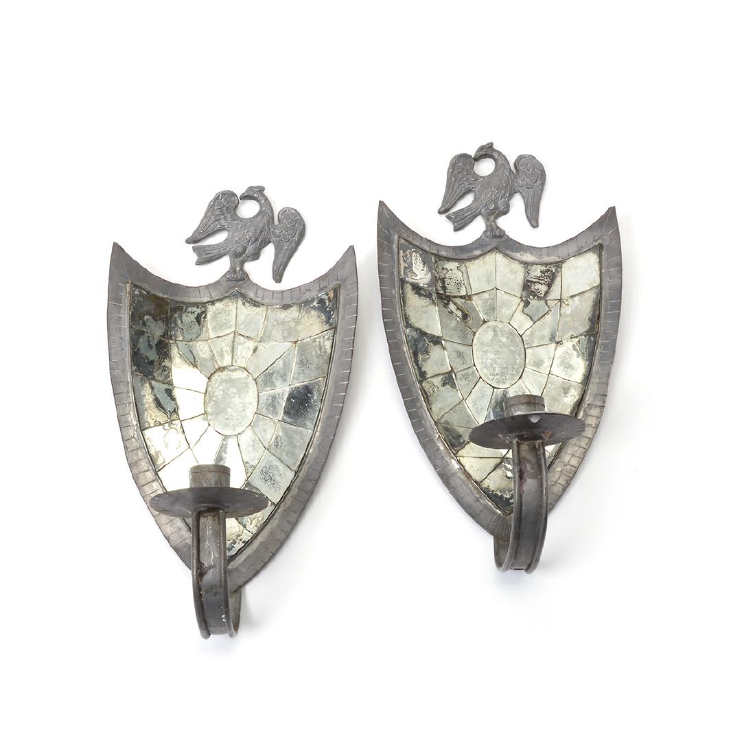 Pr. Federal Style Pewter Reflector Light with Eagle (1 of 6)