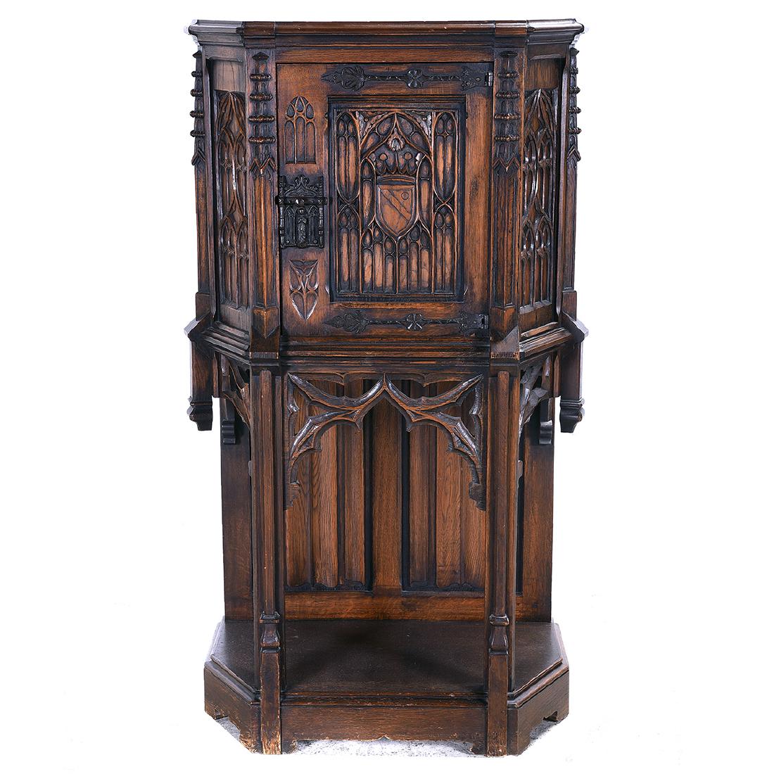 French Gothic Style Walnut and Oak Court Cupboard, (1 of 5)