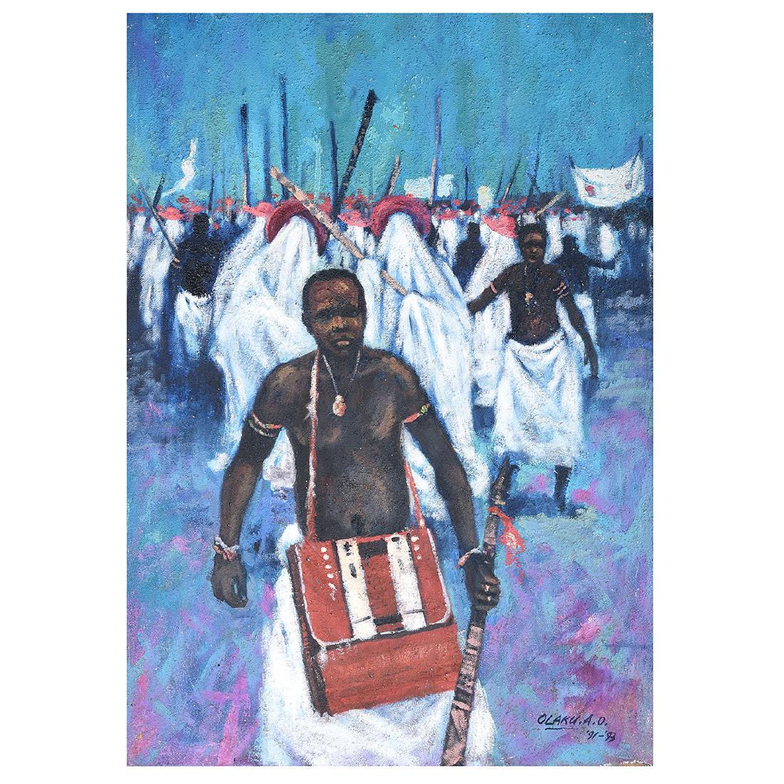 Abiodun Olaku "Group March" oil on textured canvas (1 of 5)