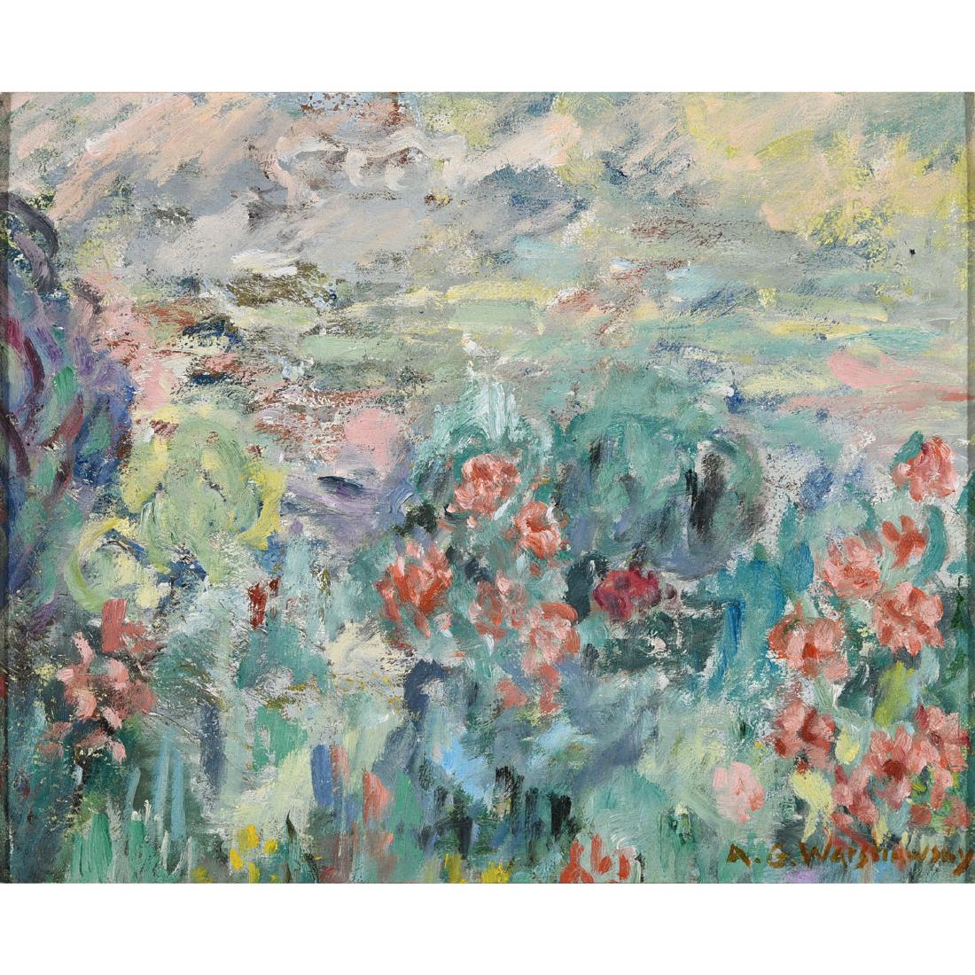 Abel Warshawsky "Flower Field" oil on masonite (1 of 5)