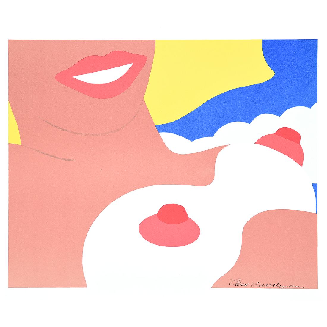 Tom Wesselmann "Nude 1965" lithograph printed 1970.: TOM WESSELMANN (American 1931-2004) "Nude 1965" (1970 printing) Lithograph. Sheet: 15 1/2 x 18 inches. Signed in pen lower right: Tom Wesselmann; annotated verso upper left corner: Tom Wesselmann -Nud