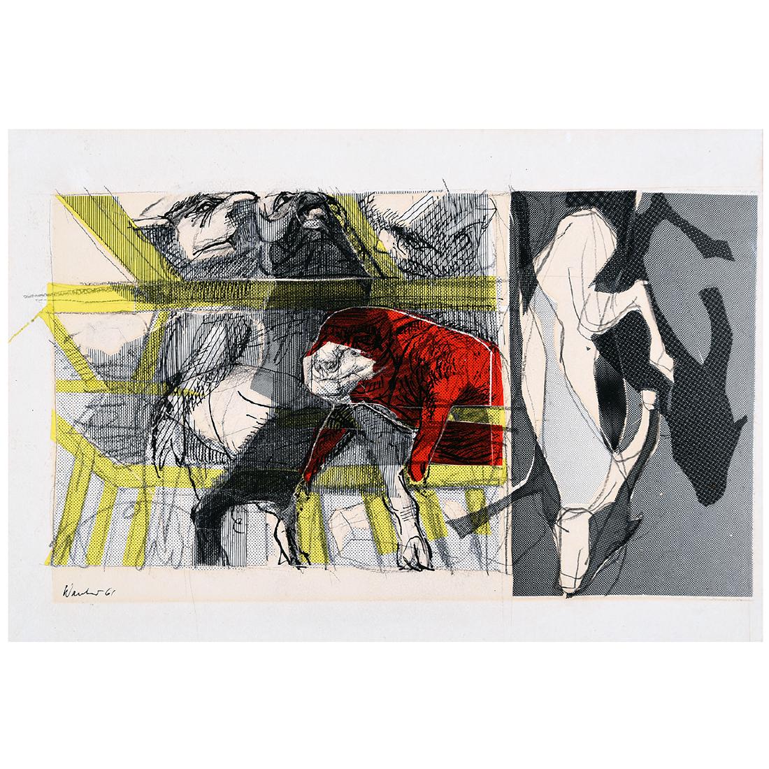 Howard Warshaw "Untitled" mixed media collage on (1 of 5)