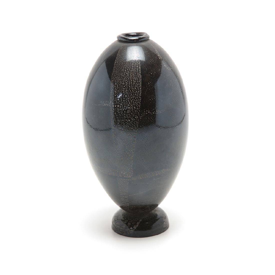 Venetian Murano Glass Black Vase (1 of 4)