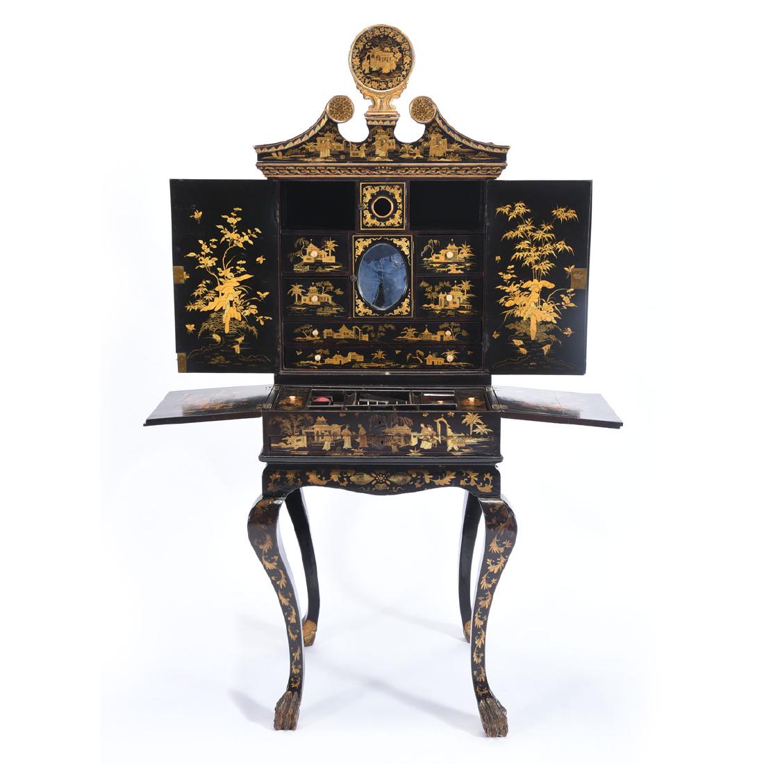 Chinese Export Chinoiserie Secretary, C. 1870-1880's (1 of 8)