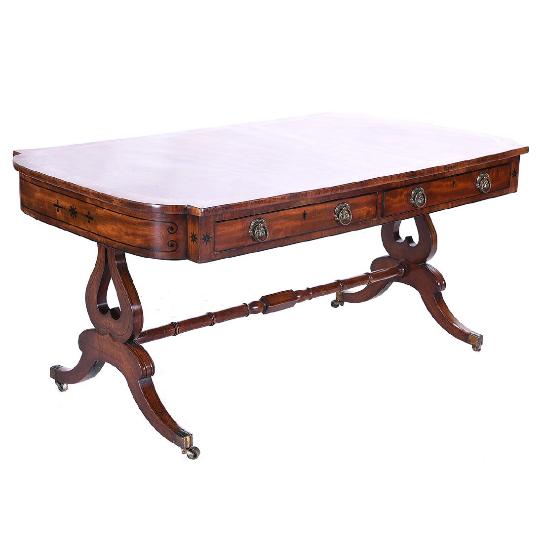 Regency Style Mahogany and Parcel Ebonized Writing (1 of 6)