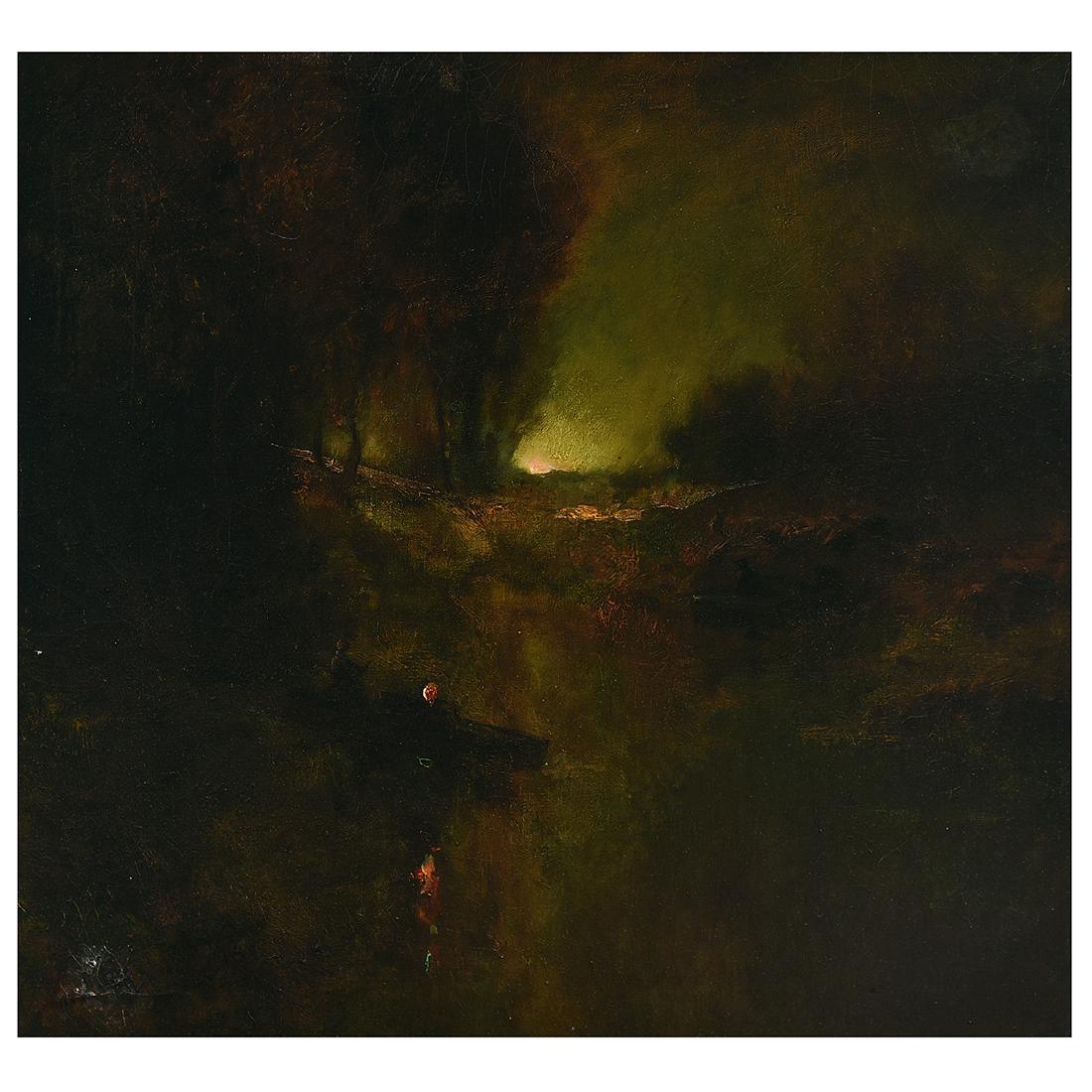 Style of William Keith "The Foggers" oil on canvas: Style of WILLIAM KEITH (Californian 1838-1911) "The Foggers" Oil on canvas. 28 x 30 inches. Bears signature lower left: W. Ki... Canvas has been relined and re-varnished.