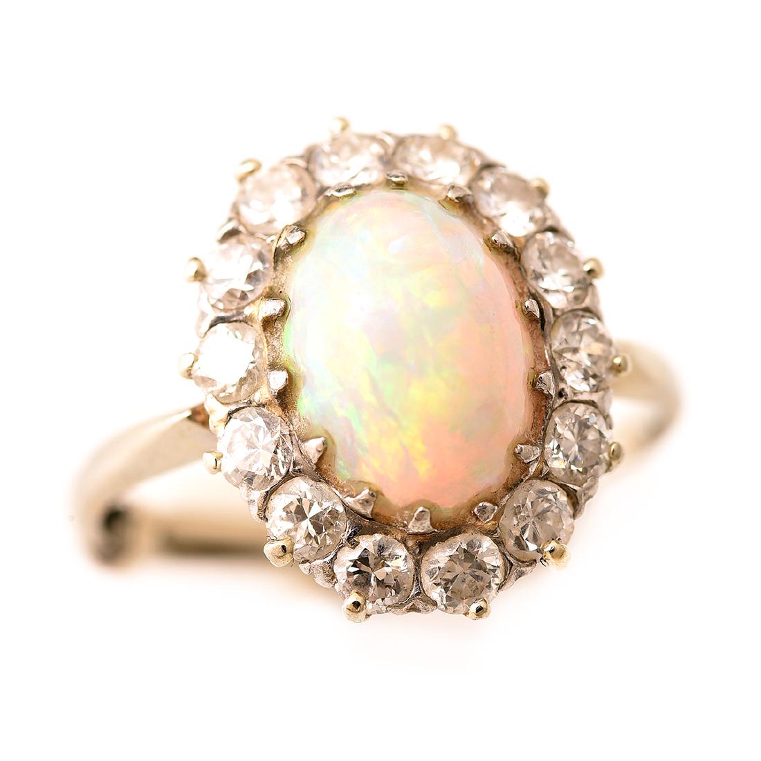 Opal, Diamond, White Gold Ring. (1 of 4)