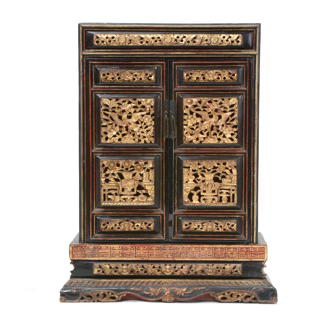 Gilt and Lacquer Painted Shrine Cabinet, Late Qing (1 of 8)