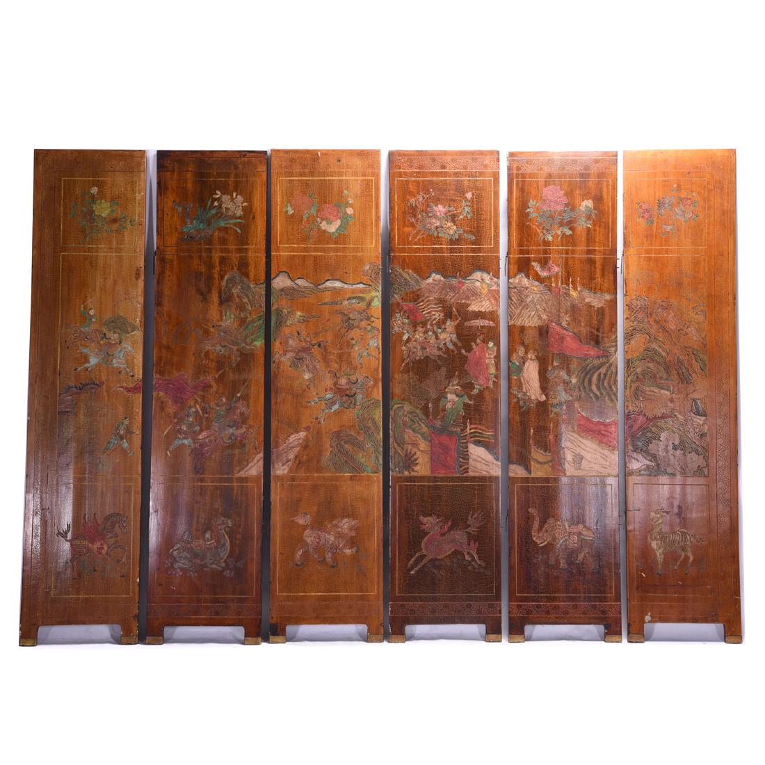 Six-Panel Coromandel Folding Screen, 20th Century (1 of 8)