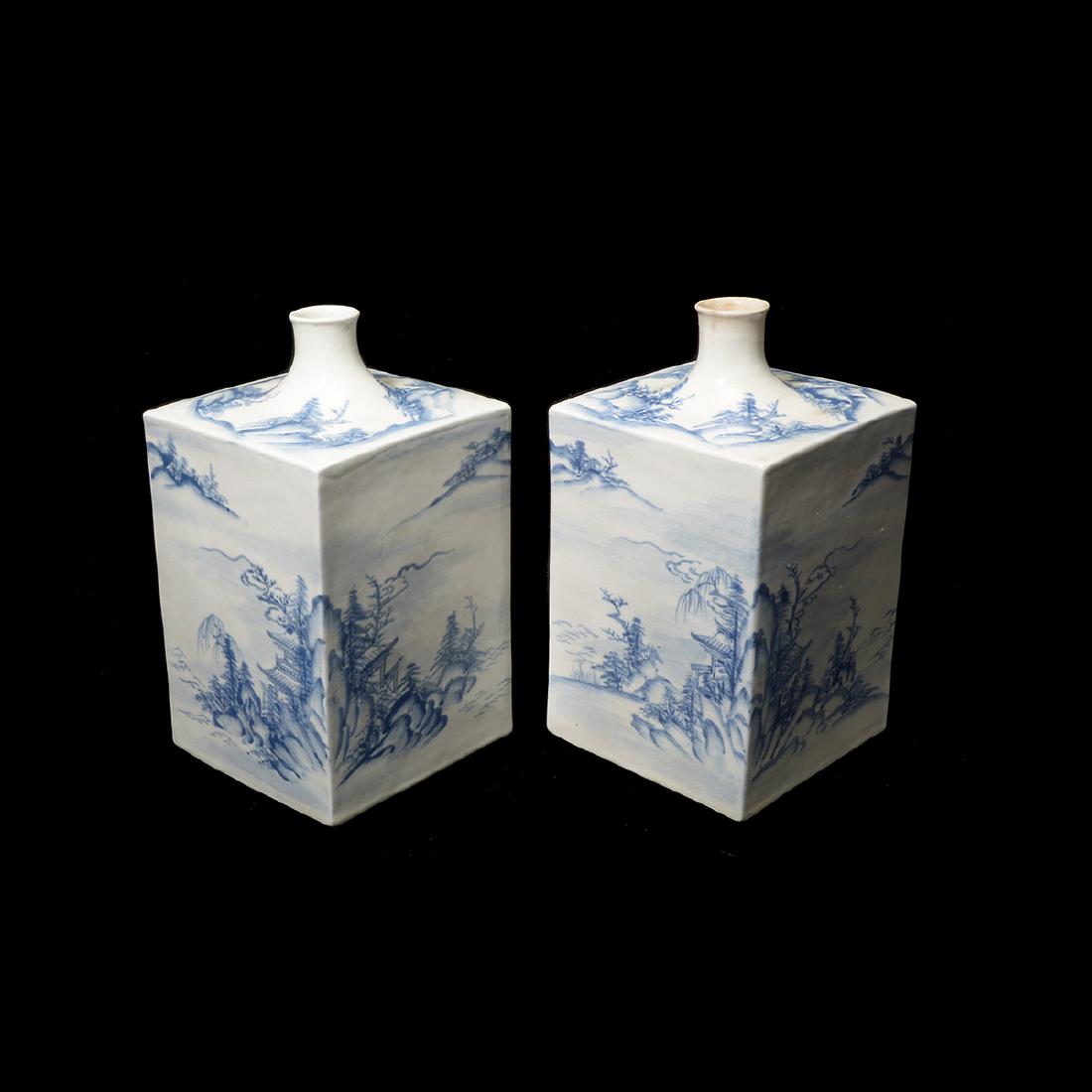 Pair of Japanese Underglaze Blue Sake Bottles (1 of 7)