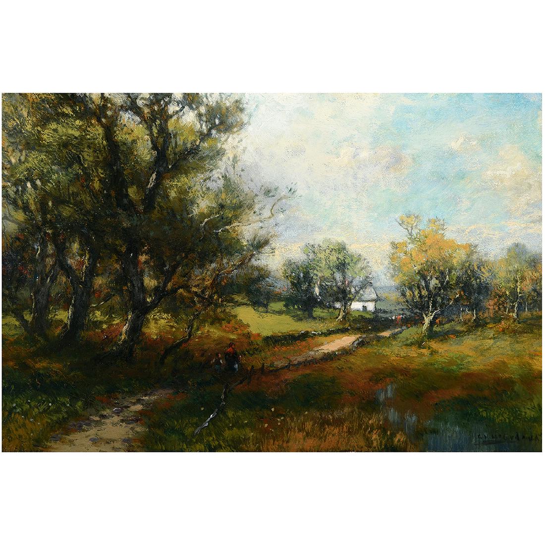 George Herbert McCord "Figures on Country Path" oil on (1 of 5)