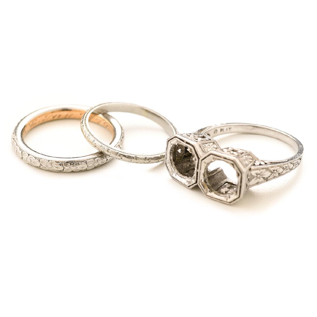 Collection of Three Platinum, 18k Gold Rings. (1 of 6)