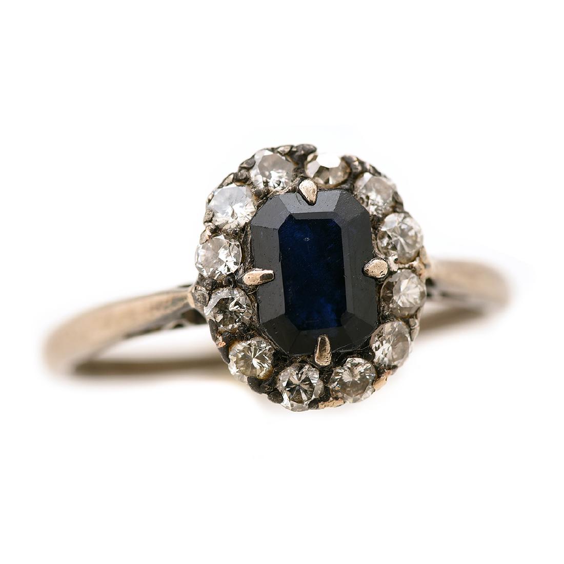 Sapphire, Diamond, Silver Ring. (1 of 4)