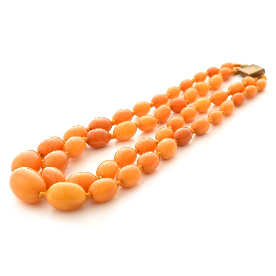 Butterscotch Amber Bead, Gilt-Metal Necklace. (1 of 4)