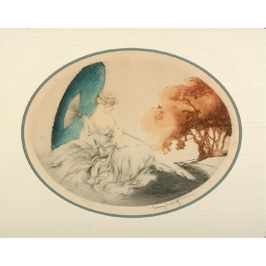 Louis Icart "Woman with Umbrella" aquatint etching (1 of 8)