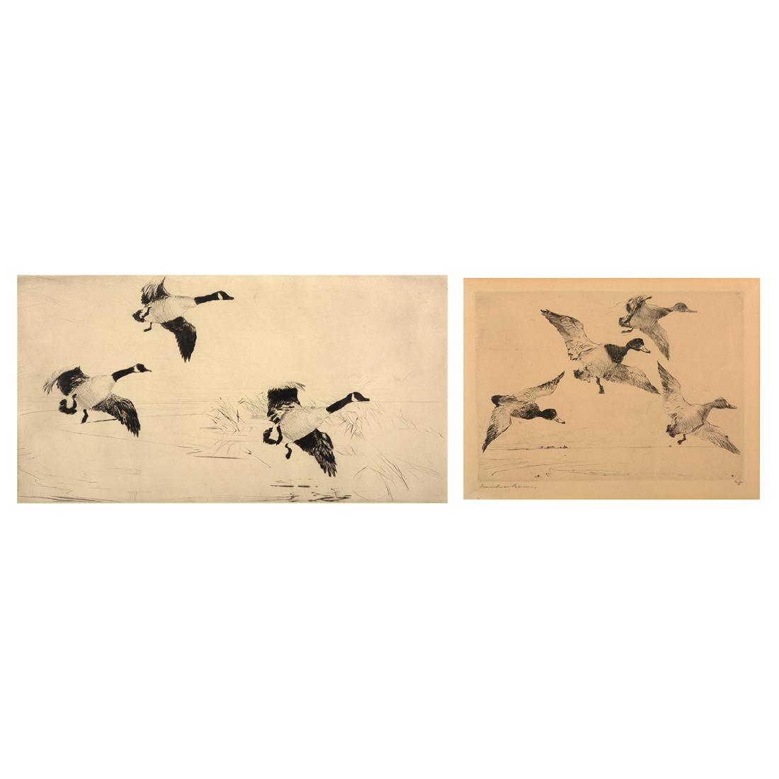 Frank Benson "Three Geese" and "Red Heads" etching (1 of 10)