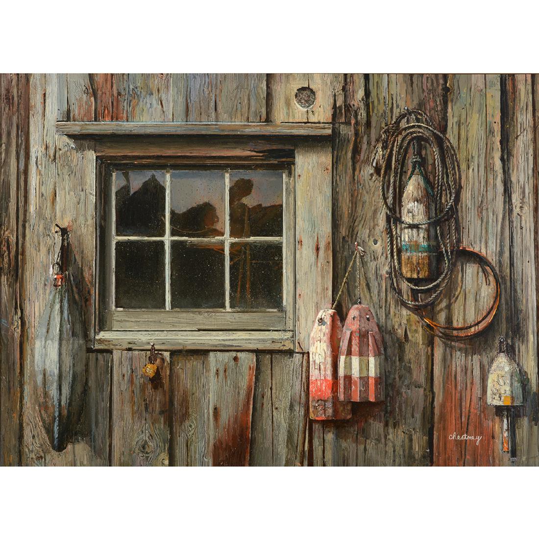 Lillian Chestney "Lobsterman's Wall" oil on board (1 of 7)