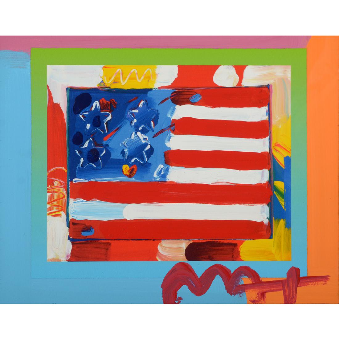 Peter Max "Flag with Heart on Blends" mixed media (1 of 5)