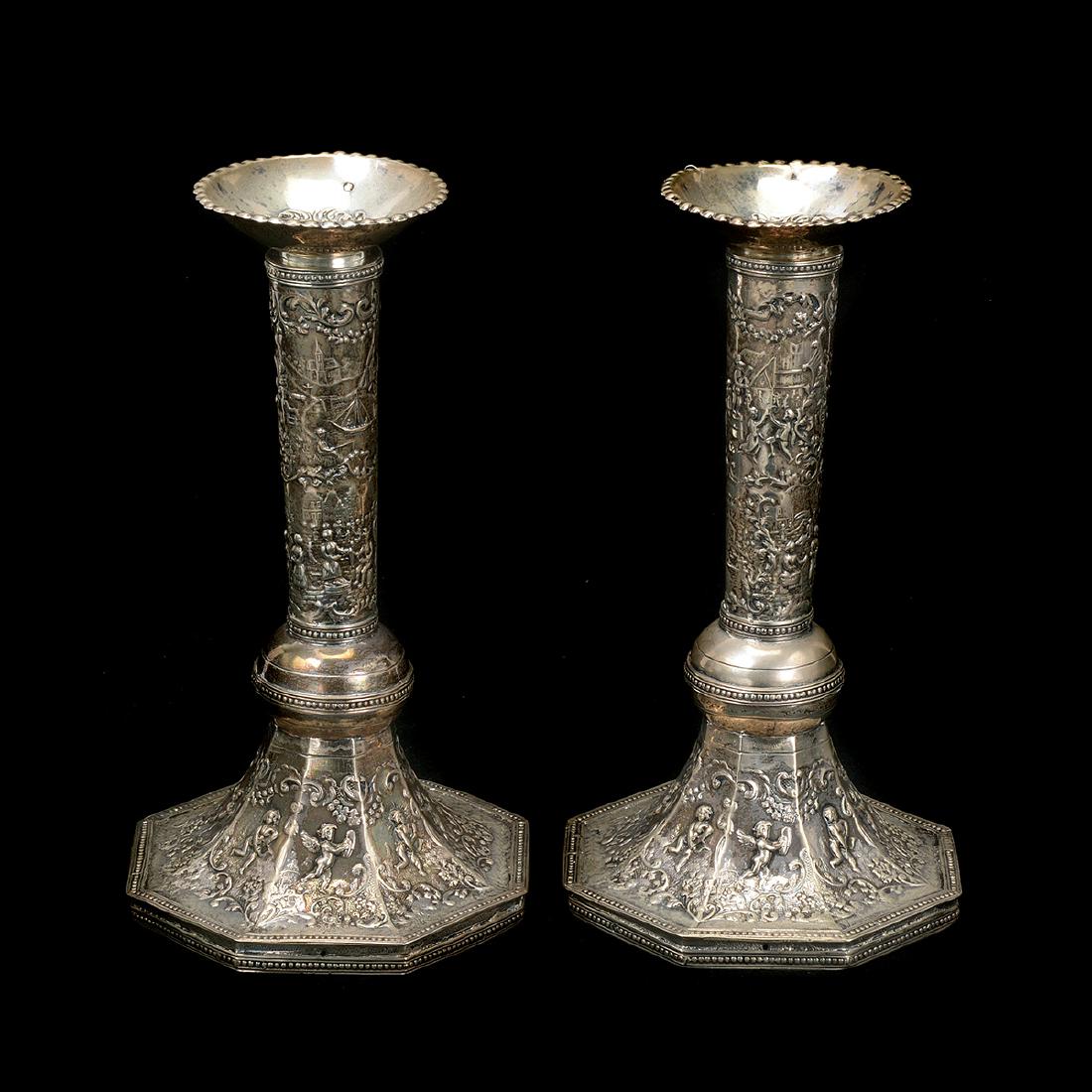 Pair of Rococo Revival Silver Candlesticks (1 of 7)