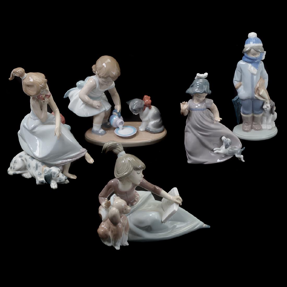Collection of Five Porcelain LLadro Figurines, (1 of 8)