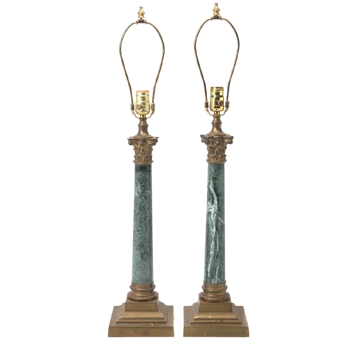 Pair of Marble Column Table Lamps (1 of 6)
