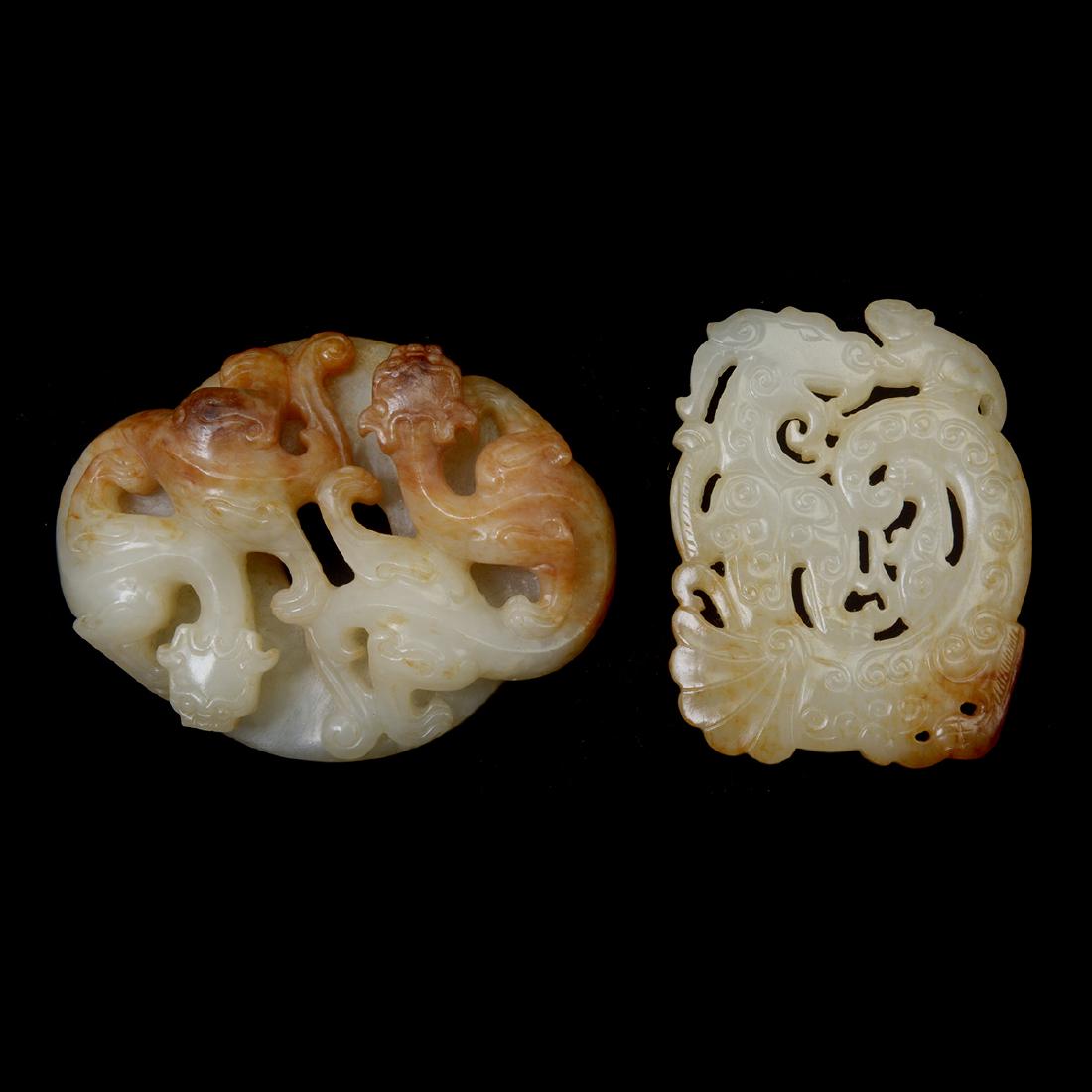 Two Russet Jade 'Dragon' Pendants (1 of 5)