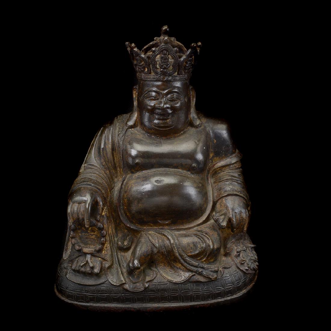 Bronze Figure of The Crowned Budai, Ming Dynasty (1 of 6)