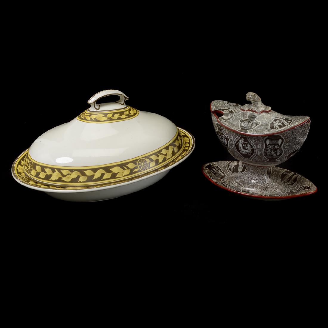 English Creamware Covered Oval Serving Dish and Spode (1 of 10)