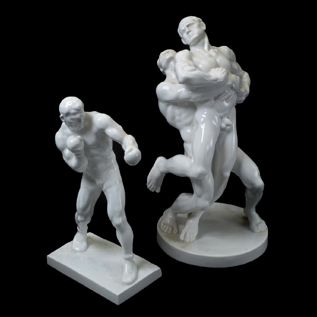 Herend Blanc de Chine Wrestlers and Boxer (1 of 10)