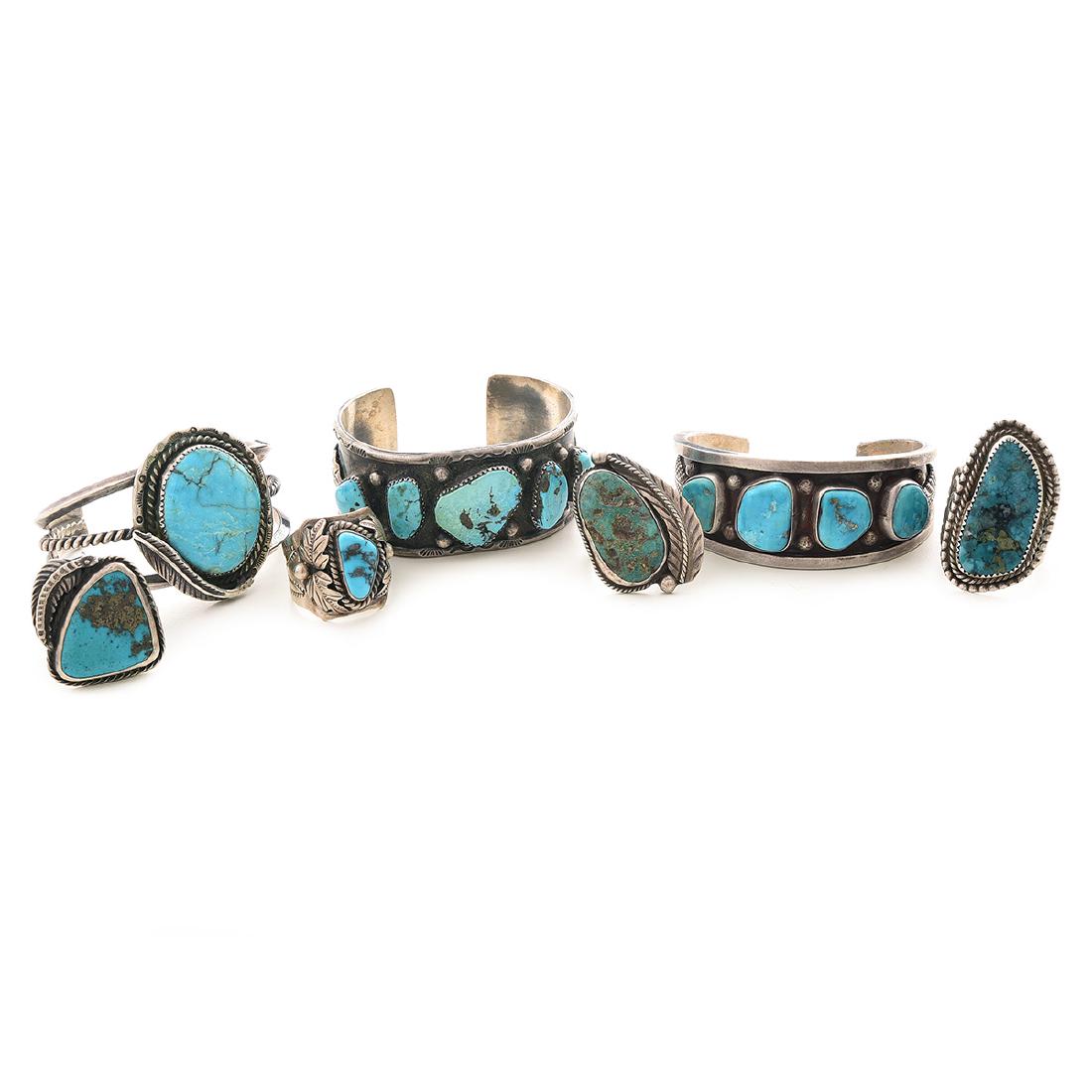 Collection of Native American Turquoise, Sterling (1 of 10)