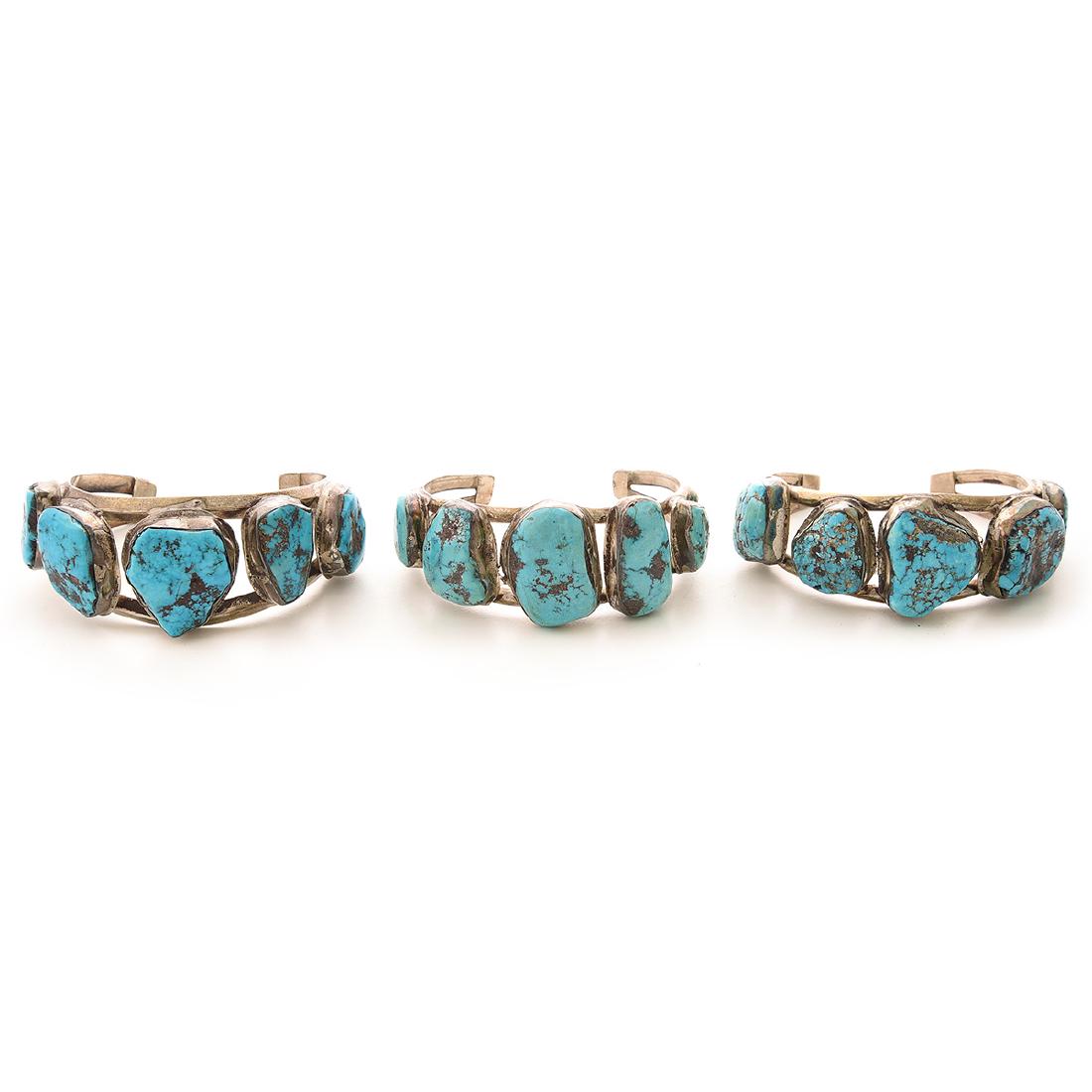 Collection of Three Native American Turquoise, Sterling (1 of 6)