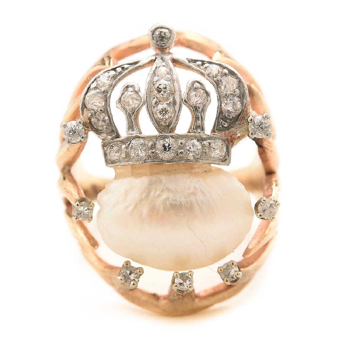 Freshwater  Pearl, Diamond, Platinum-Topped, 14k Yellow (1 of 4)