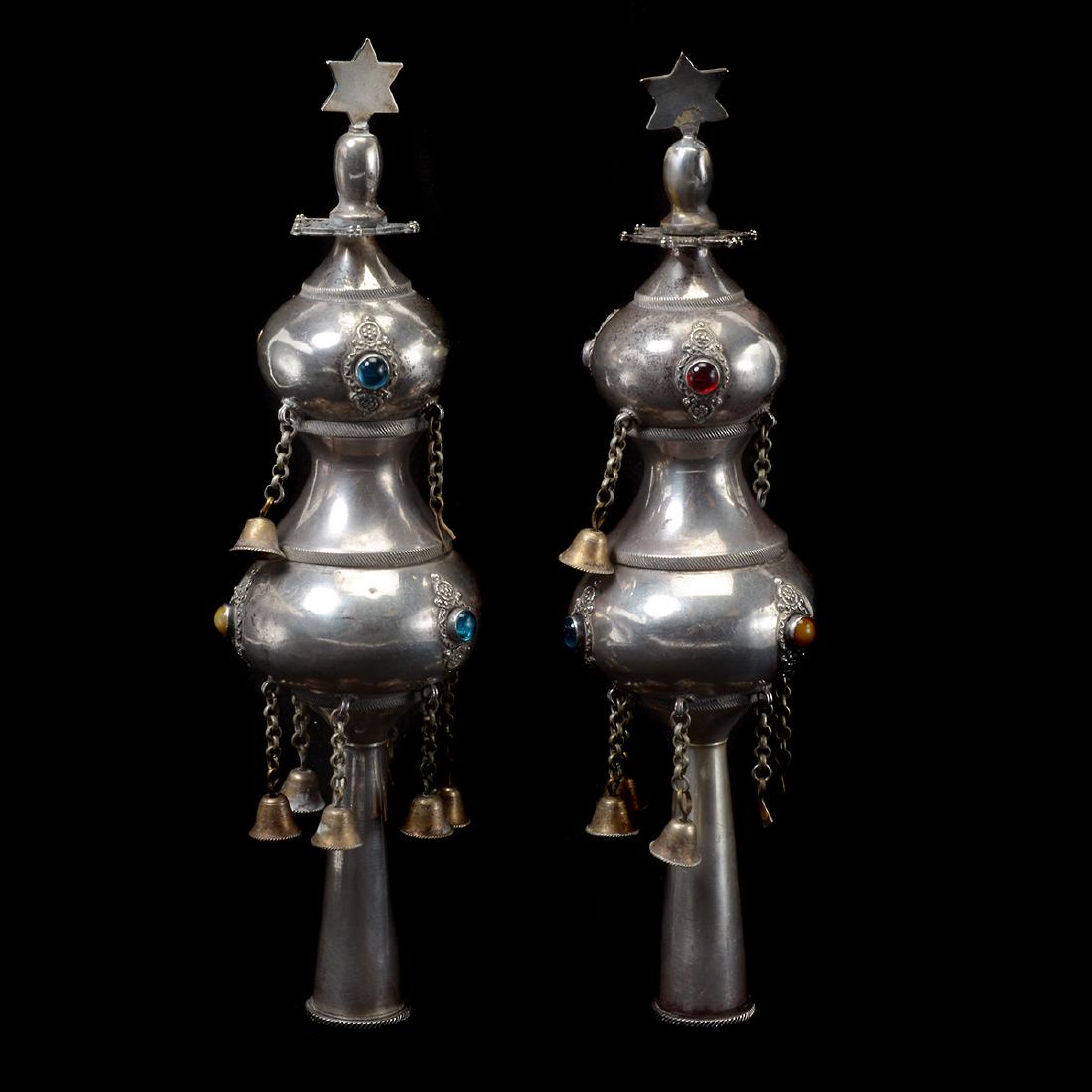 Two Judaic Silver Israeli Torah Finials (1 of 4)