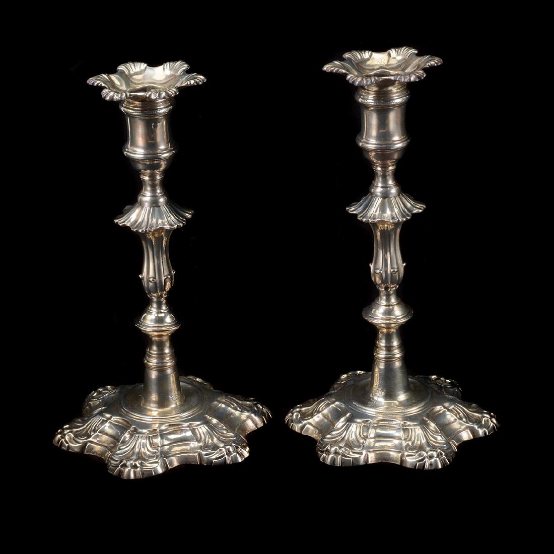 Pair of Georgian Sterling Candlesticks, 1754 (1 of 9)