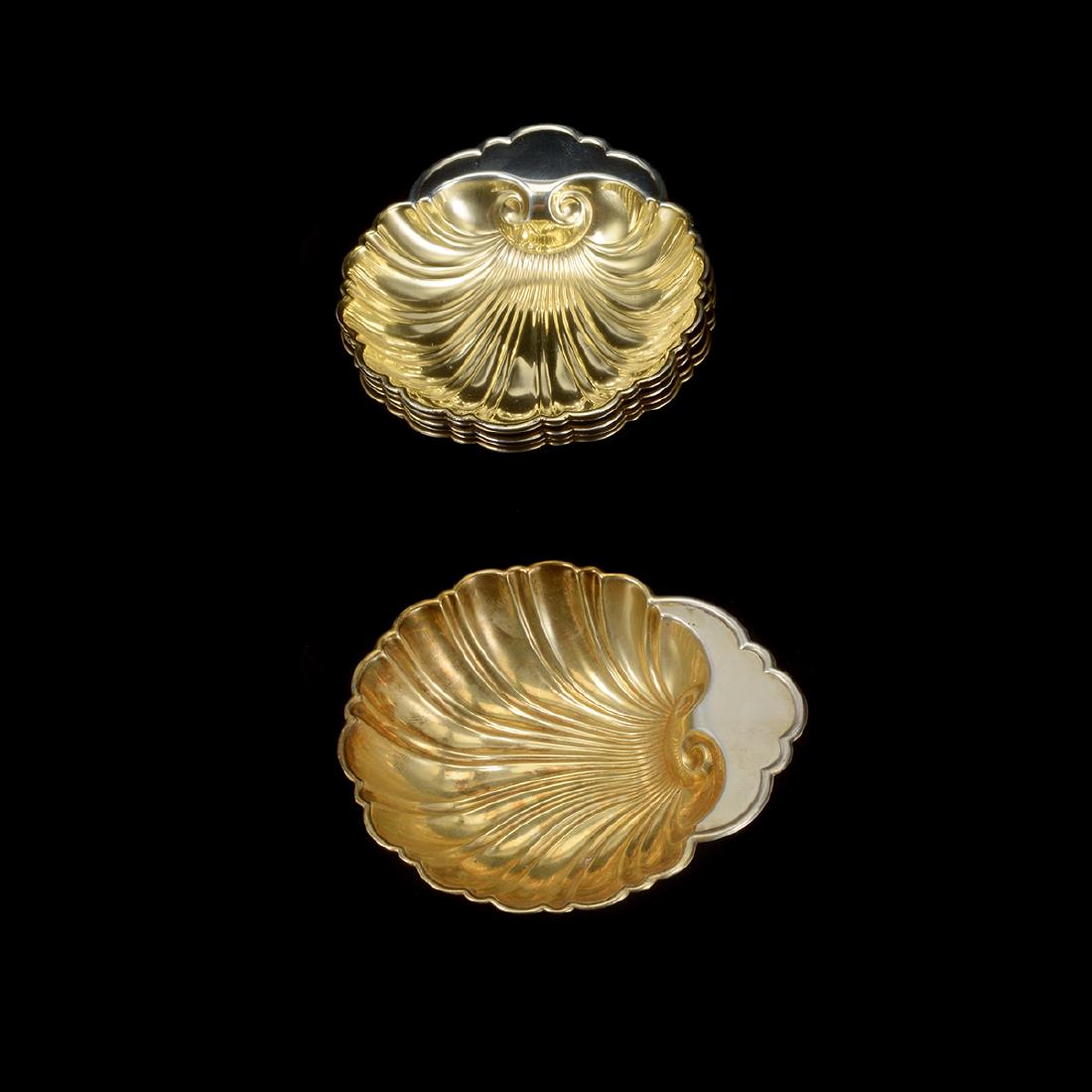 Six Shell Form Dishes with Gilt Wash Interiors. (1 of 4)