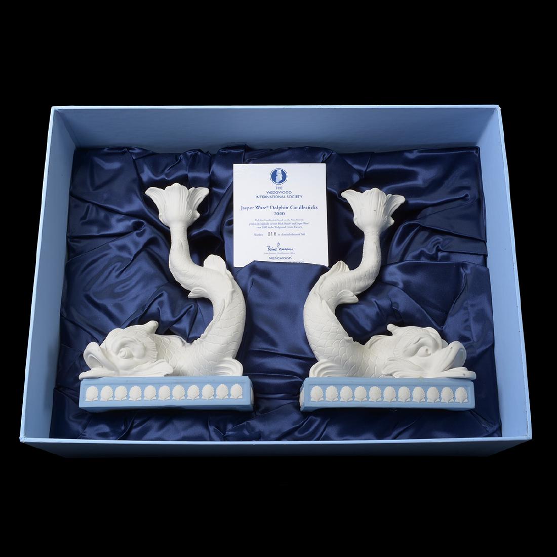 Pair of Wedgwood Jasperware Dolphin Candlesticks (1 of 9)